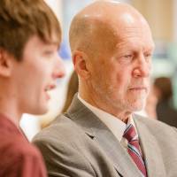 Harrison explaining his research to Dr. Potteiger